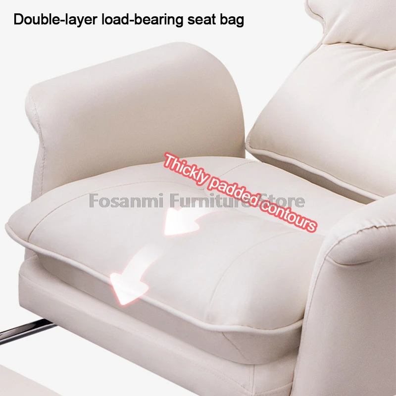 كرسي مكتب بمسند ظهر سميك، كرسي كمبيوتر منزلي مريح مع مساند للذراعين، كراسي جلدية قابلة للتعديل بعجلات