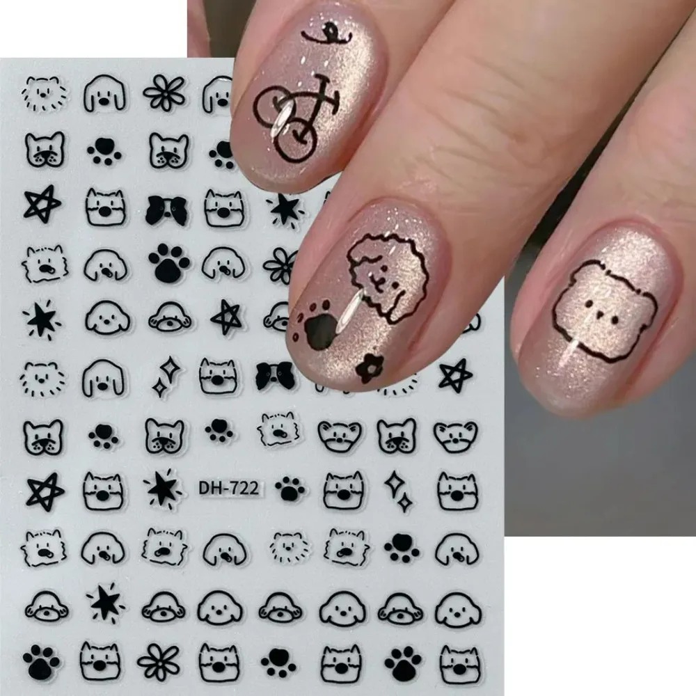 4 قطعة الكرتون لطيف القط مسمار الفن المتزلجون ثلاثية الأبعاد الكتابة على الجدران الكلب أرنب القلب ستار مسمار ملصق زهرة فراشة القوس مانيكير صائق