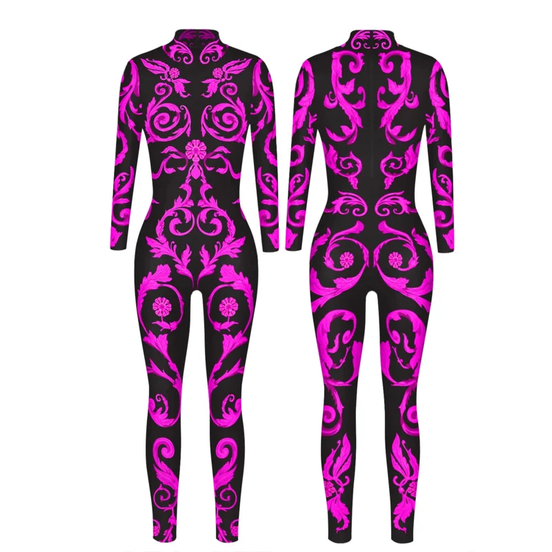 VIPFASHION różowy neon kostium kobiety Rave Zentai body kobiece na imprezę Cosplay kombinezony 12% elastan pokaz festiwalowy obcisły strój PA