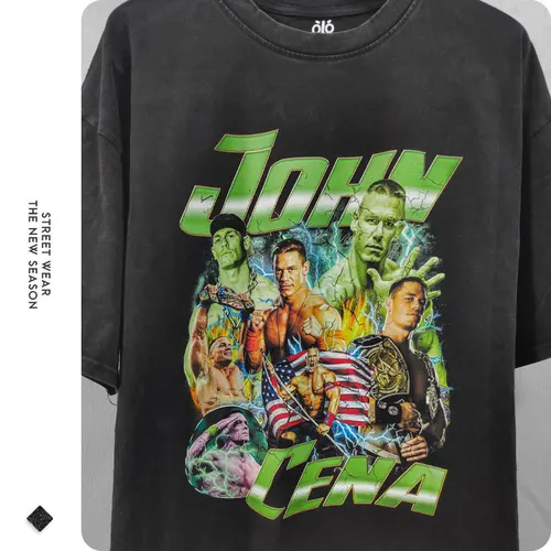 Imagen 2 del producto Camisetas de John Cena, camiseta Vintage lavada de lucha libre Harajuku, camisetas de manga corta Y2K con estampado DTG de gran tamaño, camisetas 100% de algodón para hombres