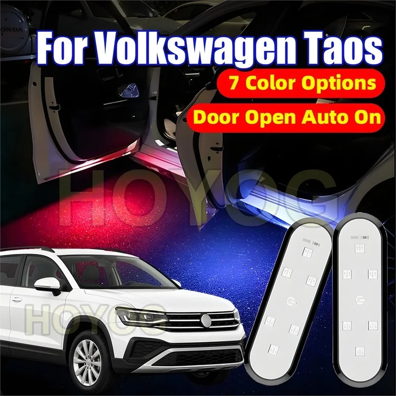 Fit for Volkswagen Taos 2021-2026 Wireless 7-Color Car Door Light with a Magnetic Sensor and a USB Rechargeable Battery