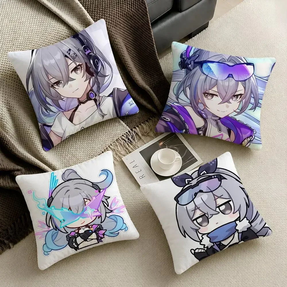 Gaming Honkai Star Rail Silver Wolf Chibi Cushion Cover Throw Pillow Soft Short Plush Durable Colorfast Sofa Bedroom Home Decor