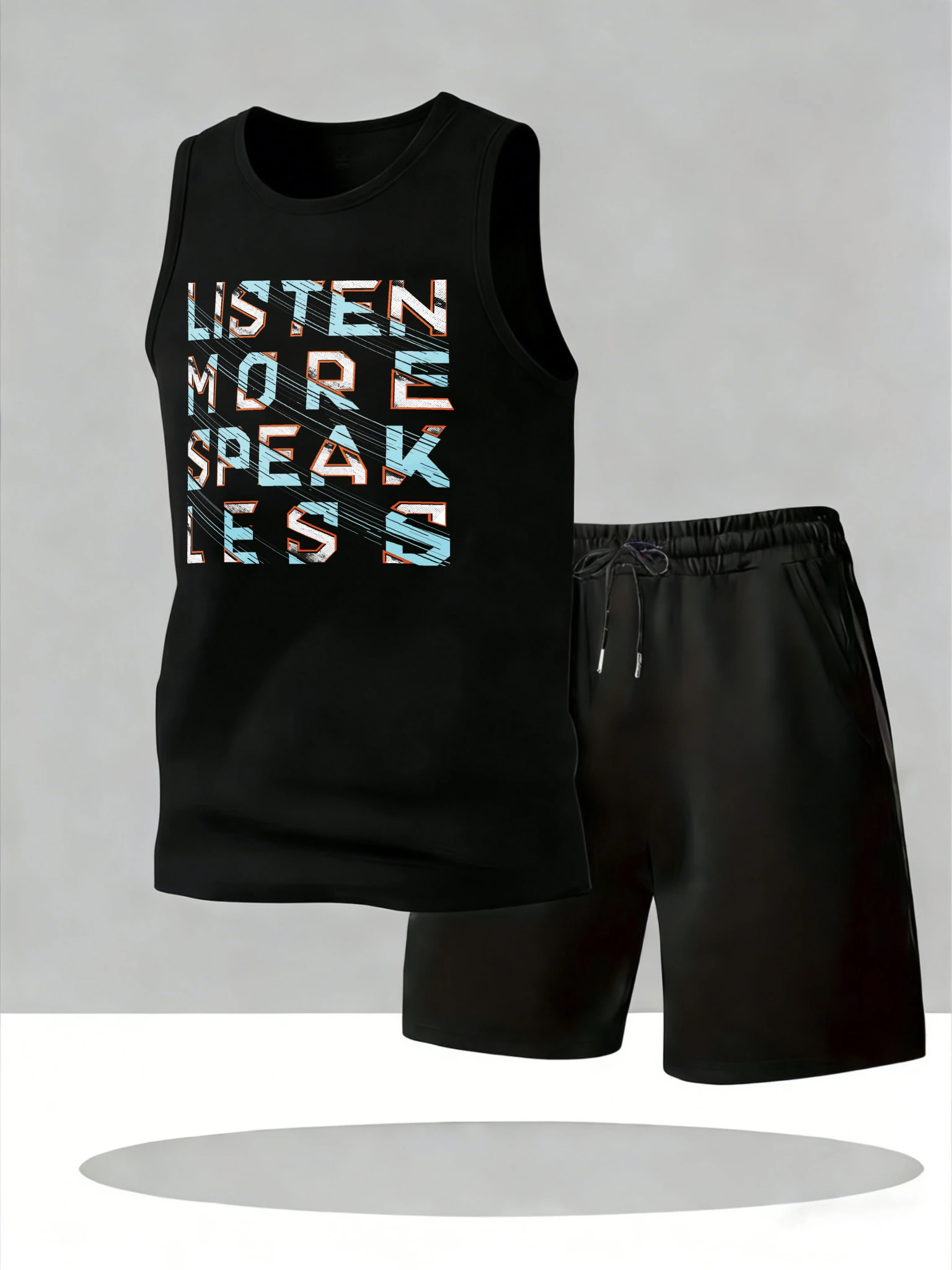 

Men's Tank Top Sets 2026 Summer Quick drying seaside Breathable sports oversize men's chandals sweatshirt set beach crewneck