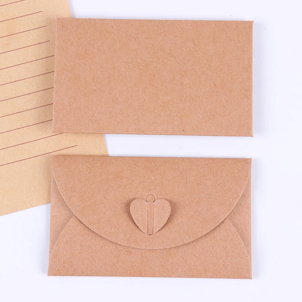 DIY Vintage Handmade Love Letter Envelope Paper Envelopes Love Button Kraft Paper