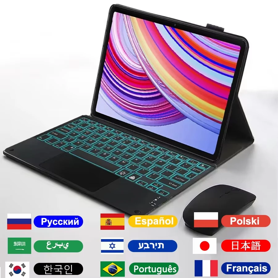 Backlight Keyboard Case For Xiaomi Redmi Pad Pro 12.1'' 2024,Detachable Funda Cover With Keyboard For Xiaomi Poco Pad 12.1 Inch