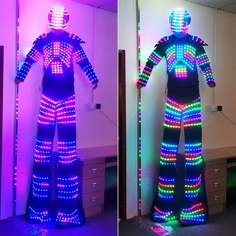 LED Light costume  Stage costumes Luminous robot clothes LED Dance suit Glowing iluminated costume
