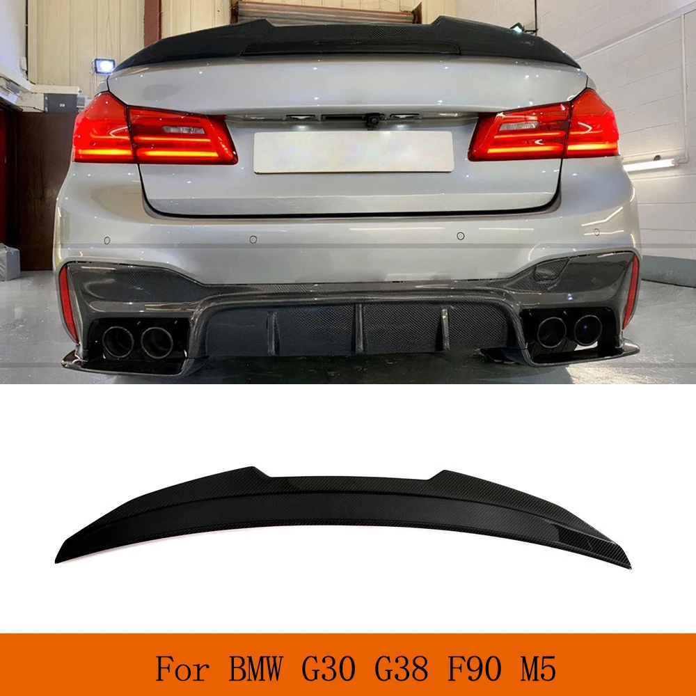 

Задний гоночный спойлер для BMW 5 серии BMW G30 G38 530i 540i F90 M5 2017-2023 Предварительно сухое крыло багажника из углеродного волокна