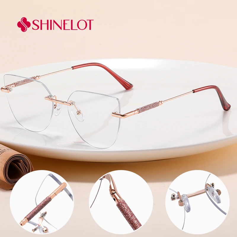

91351 New Craft Rimless Cat Eye Eyeglasses Frame Eye Protection Female Glasses Youth Style Adolescent Eyewear Gift