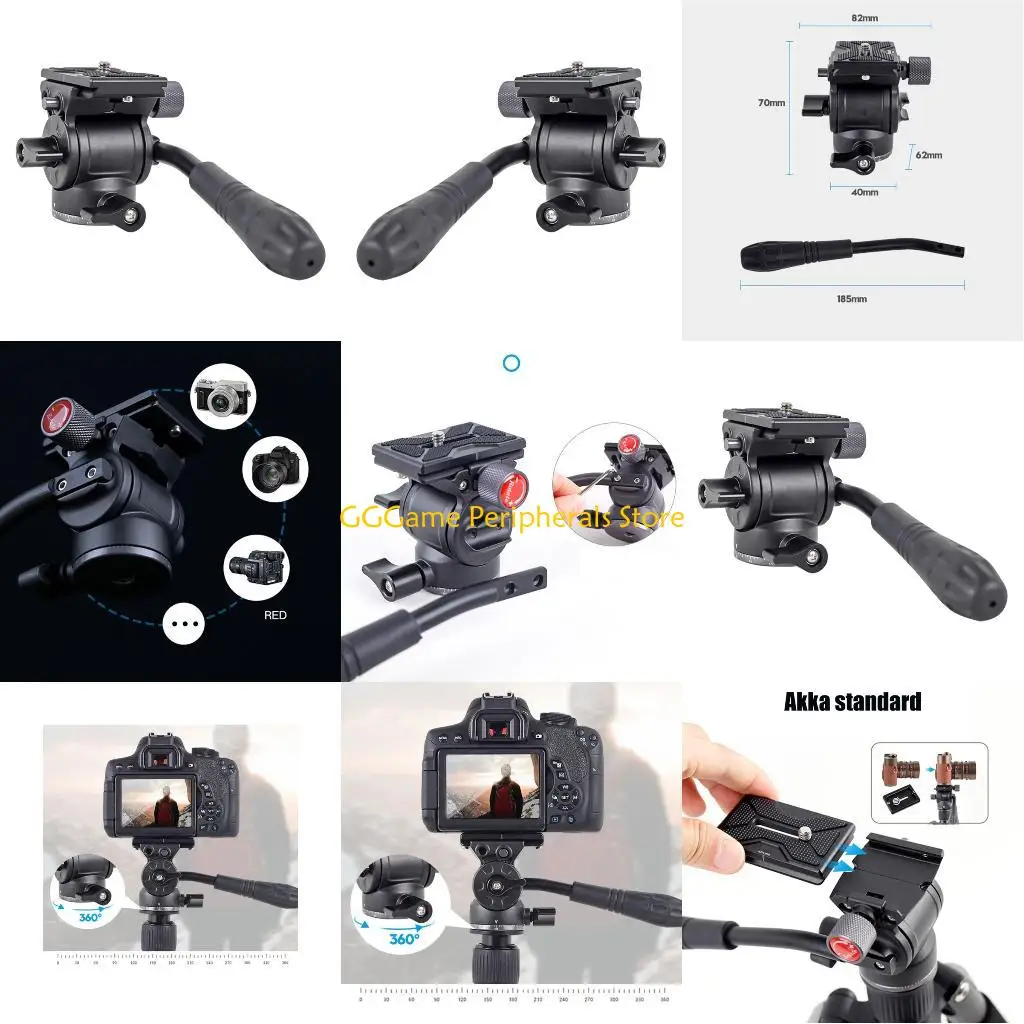 

U55B Aluminum Alloy Fluid Damping Tripod Head Adjustable Locking Knob For DSLR Mirrorless Cameras