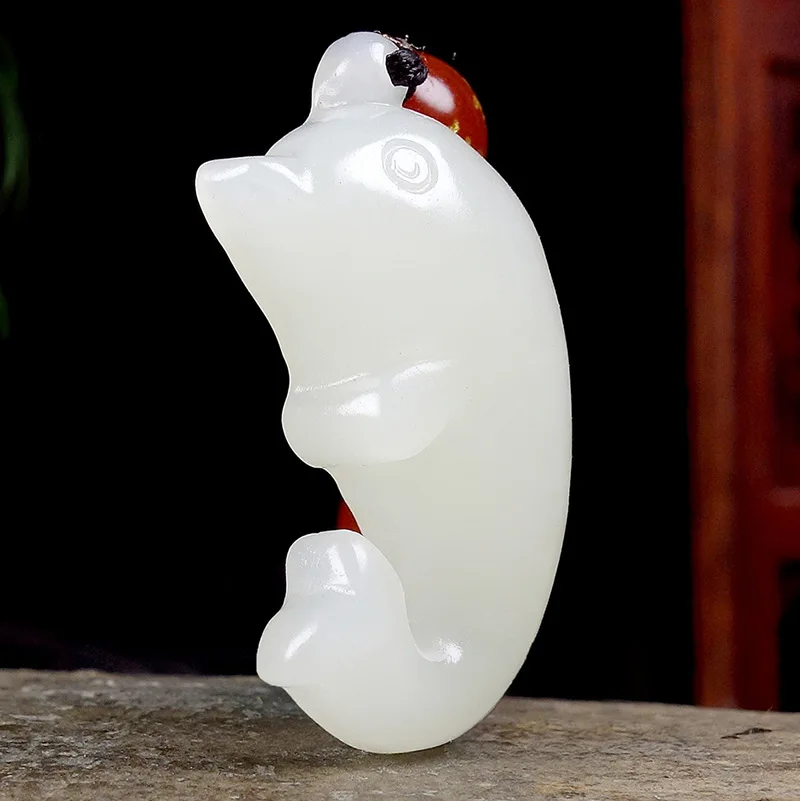 

Fine Jewelry Natural Hetian Nephrite Jade White Jade Little Dolphin Jade Pendant for Men and Women