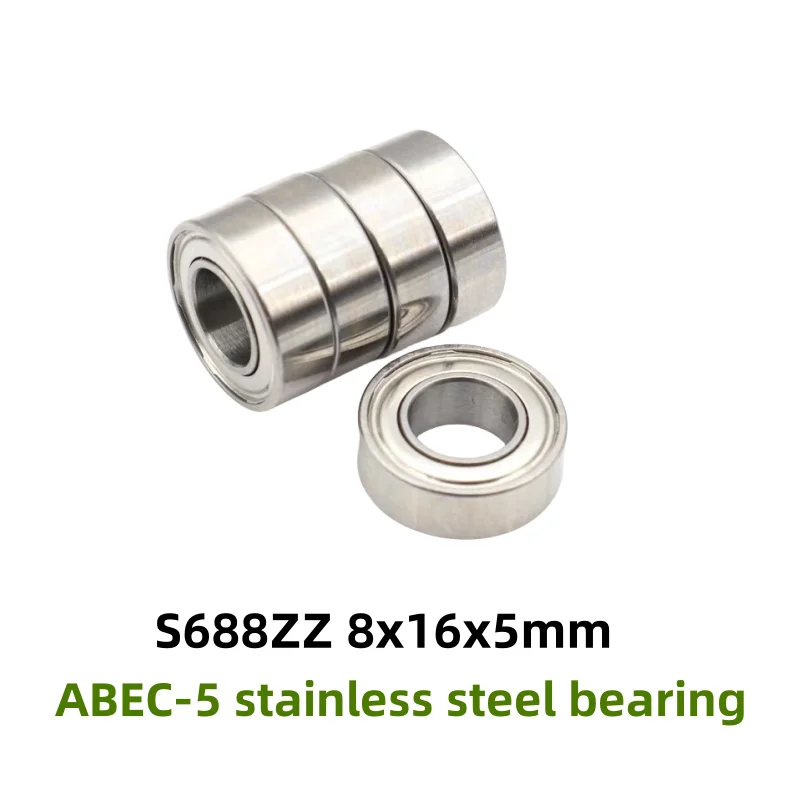 الفولاذ المقاوم للصدأ الكرة أخدود عميق تحمل ، ABEC-5 ، S688ZZ ، 8x16x5 مللي متر ، S688 -2Z ، S688Z ، 8x16x5 مللي متر ، 50 قطعة