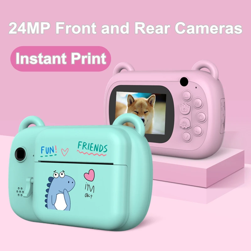 Children Digital Camera Mini Digital Video Camera Thermal Print Camera Instant Photo Printing Camera Toy Dual Camera Outdoor Toy