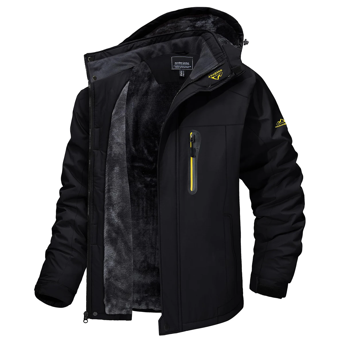 TACVASEN Wasserdichte Herren-Skijacke, Fleece-Futter, Wärmeparka, Winter, Schnee, Arbeiten im Freien, Kapuzenmantel, Regenschale, Windjacke – Detail 14