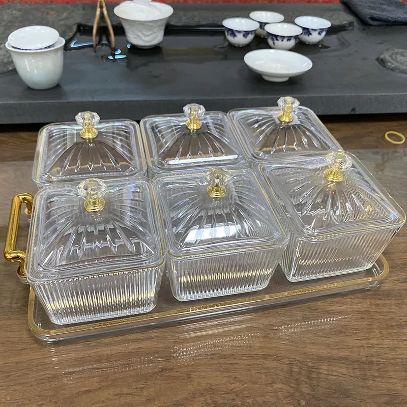 New Dried Fruit Plate Green/amber/clear Round Fruit Plate Snack Dish Living Room Coffee Table Nut Candy Snack Fruit Tray