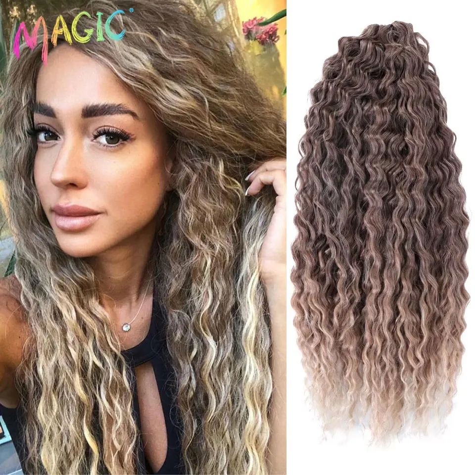 

Волшебные крючком локоны для волос, водная волна, твист, синтетическая коса, омбре, блондинка, розовый, 22 дюйма, глубокая волна, плетение волос, наращивание волос