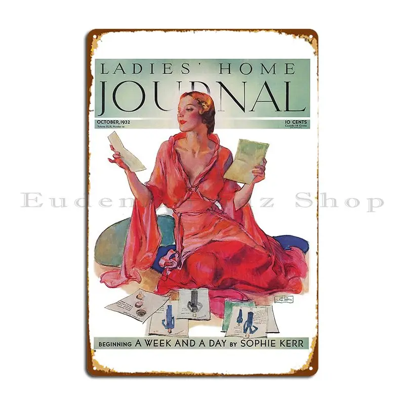 Женский домашний журнал 1932 John La Gatta, металлическая табличка, печать плакатов, настенная роспись для гаража, домашний жестяной знак, плакат