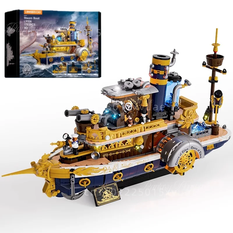 

New Steampunk World Series Building Blocks Steamships Assembling Street View Models Large Building Collections Christmas Gifts
