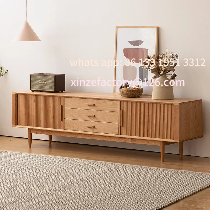 

Customizable wide wood narrow work Canon TV cabinet Nordic cherry wood solid wood small apartment Japanese living room locker