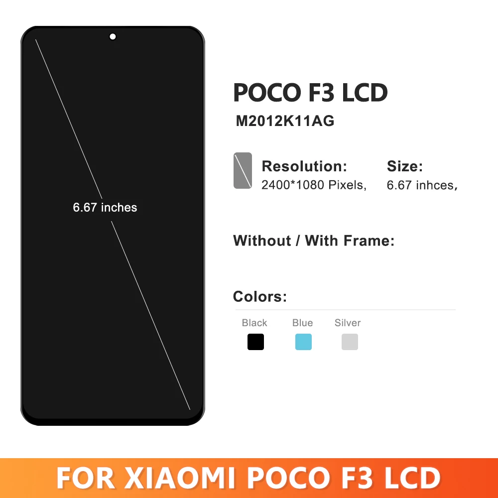 AMOLED For Xiaomi Poco F3 LCD M2012K11AG Display Touch Screen Digitizer Assembly For Redmi K40 Display Screen K40 Pro LCD