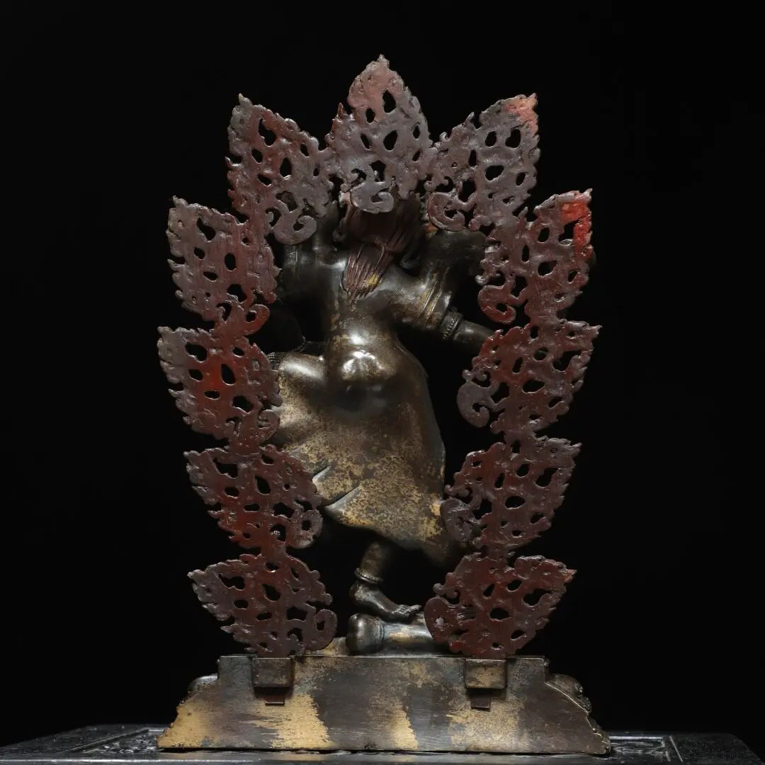 Tibetan Thai Pure Copper Gilt Vajravarahi Dakini Statue Buddhist Protector Home Altar Decor