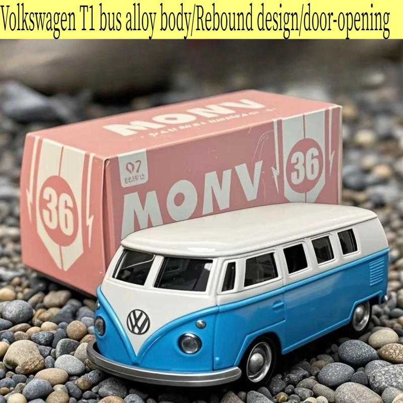 

In stock /1:36 Volkswagen T1 vintage Bus alloy model/Children's toy car boy gift collection/Rebound design/Door-opening