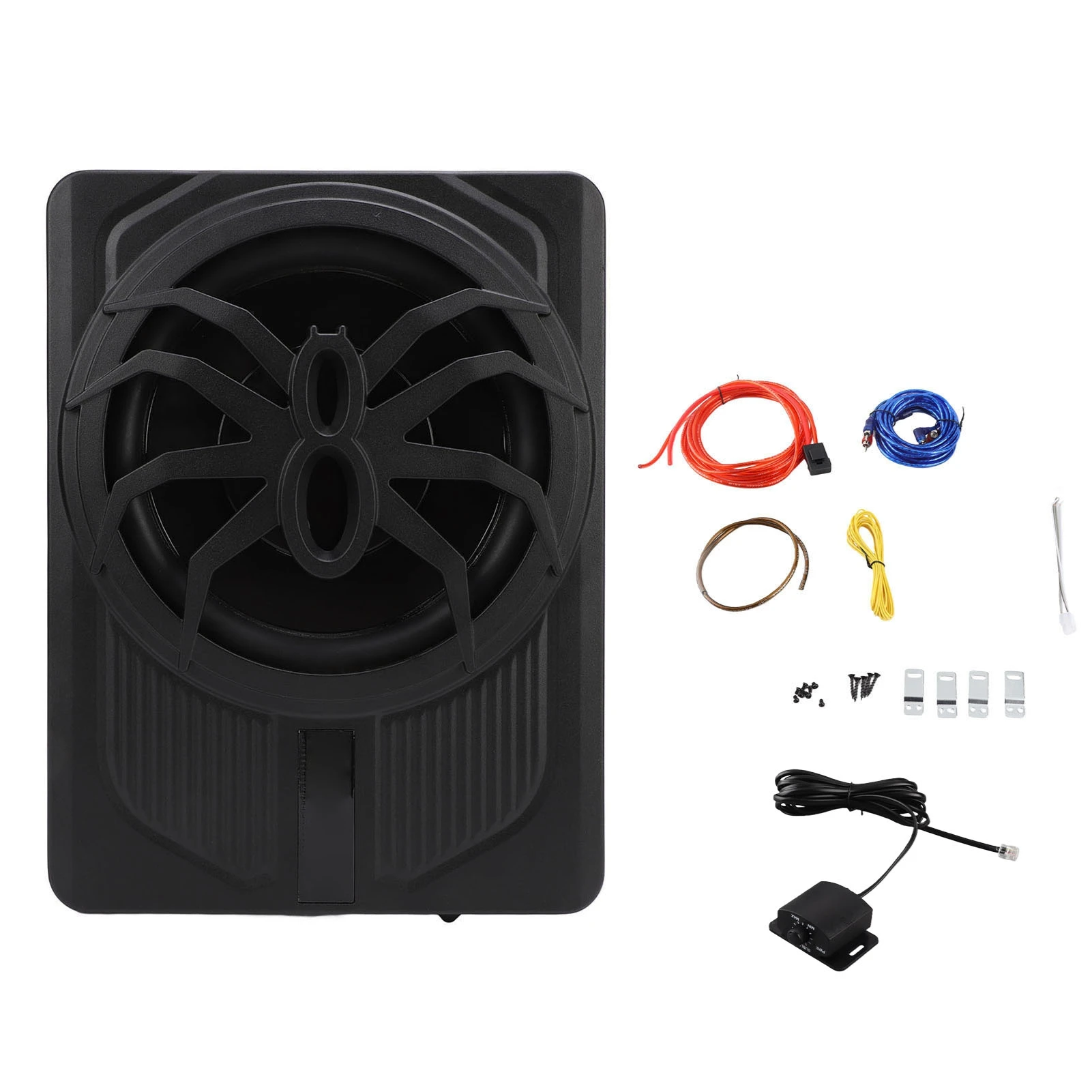 Car Under Seat Subwoofer 10in Aluminum Alloy LED  Light Cool Look 800W Built in Amp Slim Powered Subwoofer for Trucks