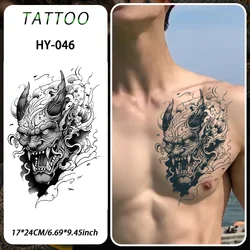 Hannya Mask Waterproof Temporary Tattoo Sticker, Long-lasting Waterproof for 1-2 weeks, Realistic Semi-Permanent Fake Tattoo