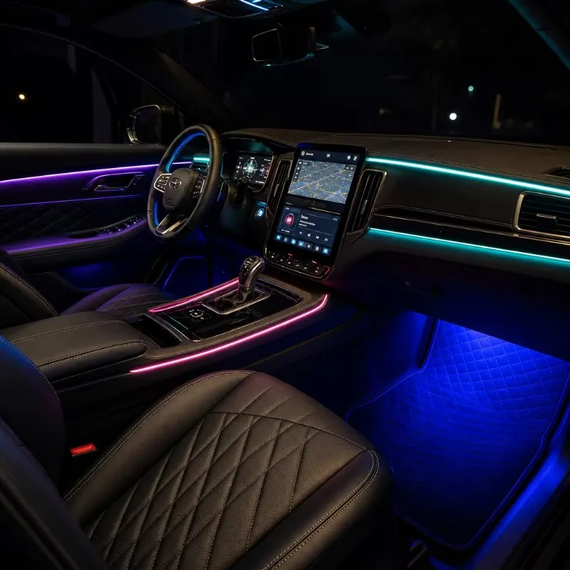 18in1 Car Interior Ambient Light Kit RGB App Control Separate Zone LED Strip Cuttable Music Sync CE ROHS Universal Fit