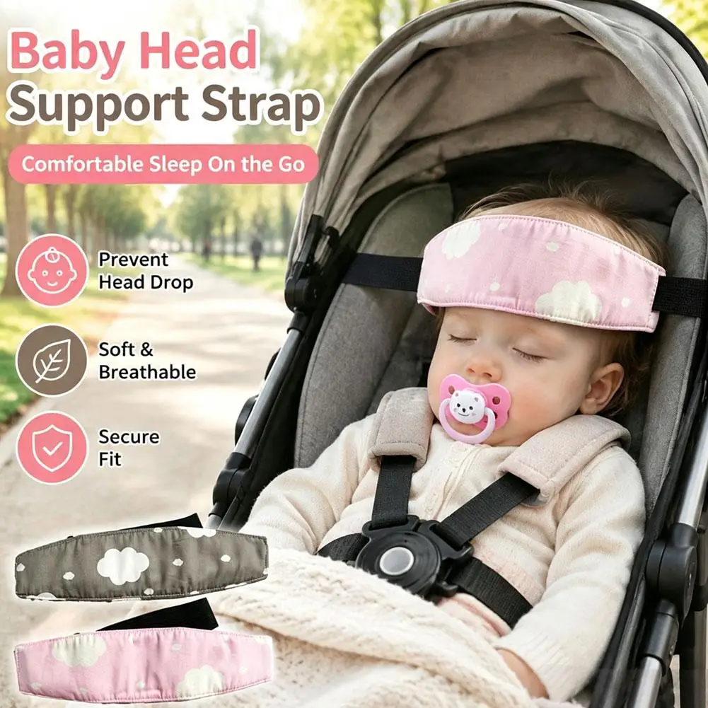 Baby Car Seat Head Support Strap Adjustable Sleeping Positioner Sleeping Mask Light Blocking Belt Stroller Accessories