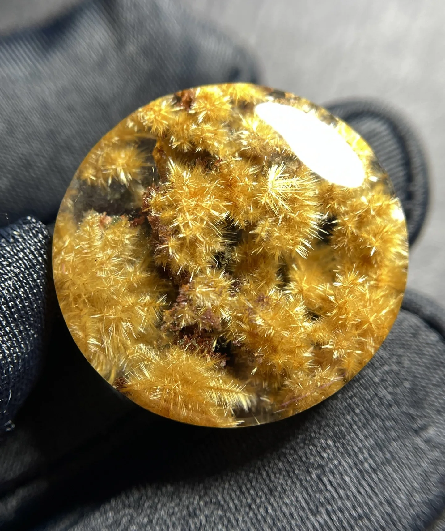 Natural Gold Rutilated Quartz Pendant Flower Round 23*8.7mm Rutilated Quartz Jewelry Flower Love Women Brazil AAAAAAA