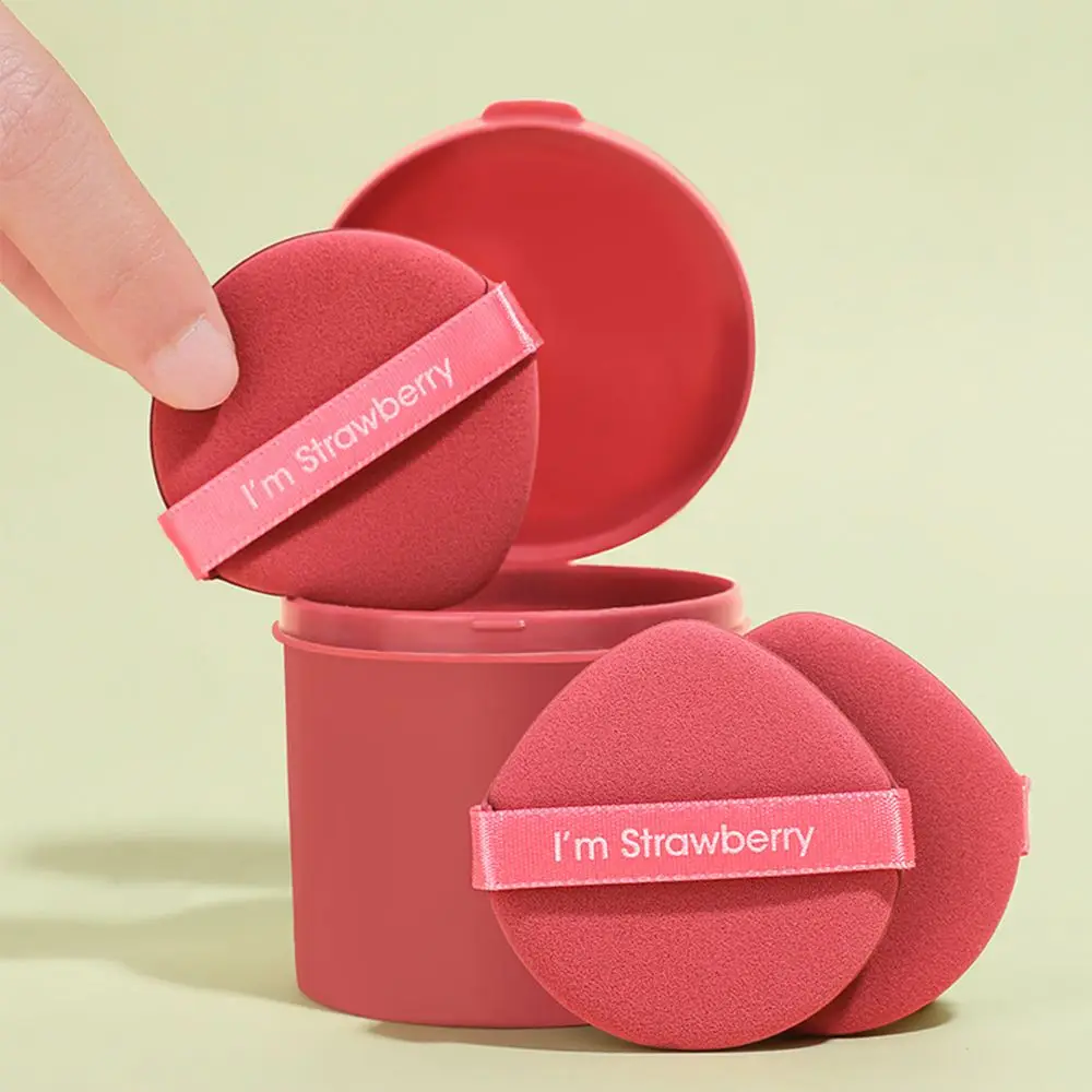 Éponge de maquillage bouffante cosmétique Double face fraise mignonne pour femmes
