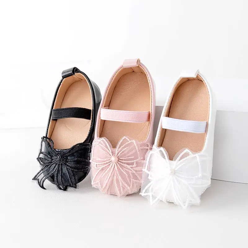 Baby Princess Shoes Girl Toddler 0-9-15 Months High Quality Shinny PU Cute Bowknot Party Shoes for Spring and Summer New Fashion