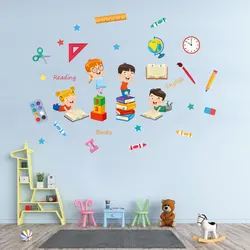 Kids room decoration learning tool wall sticker self adhesive cartoon school classroom wall decal