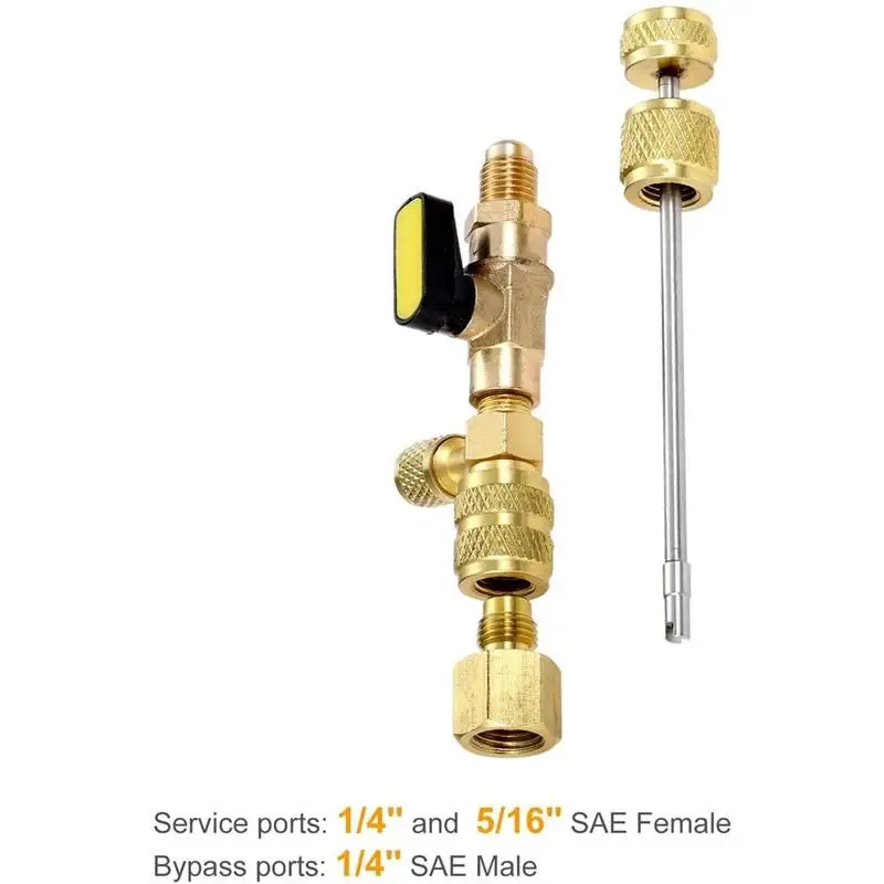 1Pc R410A R22 Valve Core Remover Installer Tool Dual SAE 14 516 Port for R404A R407C R134A R12 R32 HVAC Systems