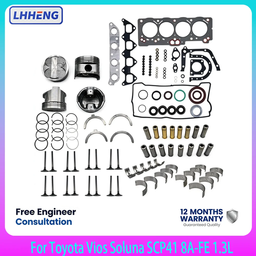 Engine Overhaul Kit For Toyota Vios Soluna SCP41 8A-FE 1.3L 04111-0J110 04111-0J040 11701-16010 13041-15030 13711-02060