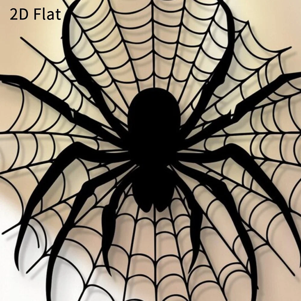 HELLOYOUNG Spooky Halloween Spider Wall Art, 2D Aluminum Spider Web Silhouette Decor, Black Spider Wall Hanging Halloween Party - view 4