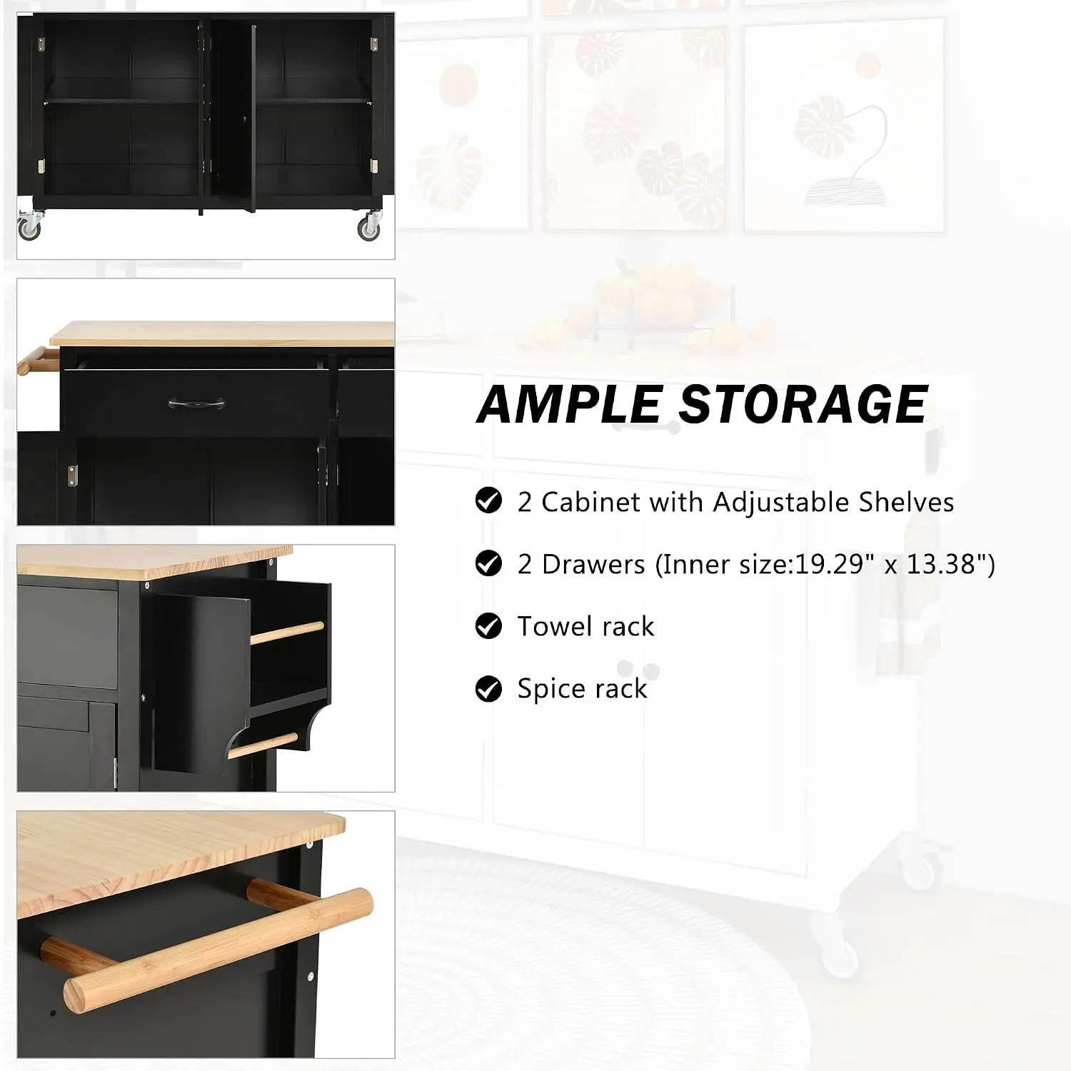 Thumbnail 3 - #6 Low Price Kitchen Island Carts Deals