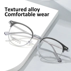 VICKY Fashion Simple Retro Oval Alloy Eyeglasses Frame Hundred Models Can Be Customized Anti-blue Light Prescription Glasses
