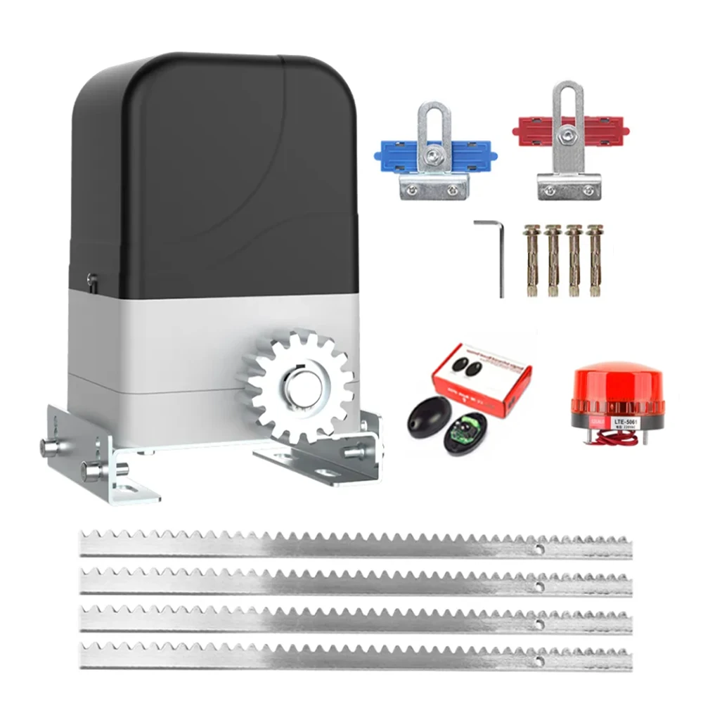Electric Sliding Gate Opener Smart Door Lock System Moteur Portail Coulissant With 4m Steel Rack Infrared Sensor Access Control