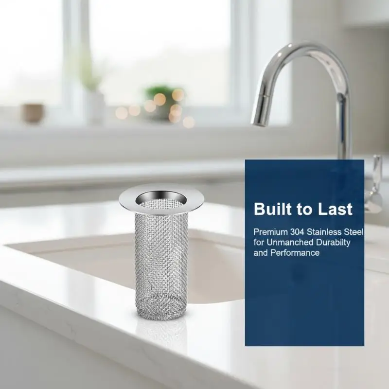 Reusable Stainless Steel Sink Filter Mesh Durable Floor Drain Strainer Anti-Block Bathtub Hair Catcher for Home Use