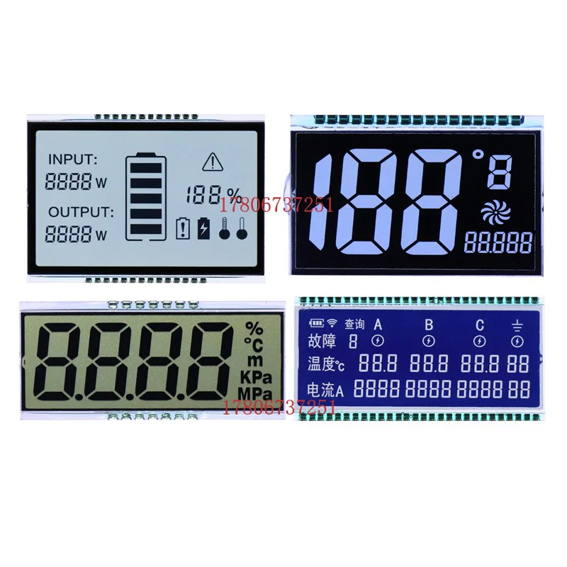 Pantalla de reloj de tubo digital LCD de 7 segmentos tipo TN, 4 bits, 8 palabras, código roto, pantalla LCD EDC190