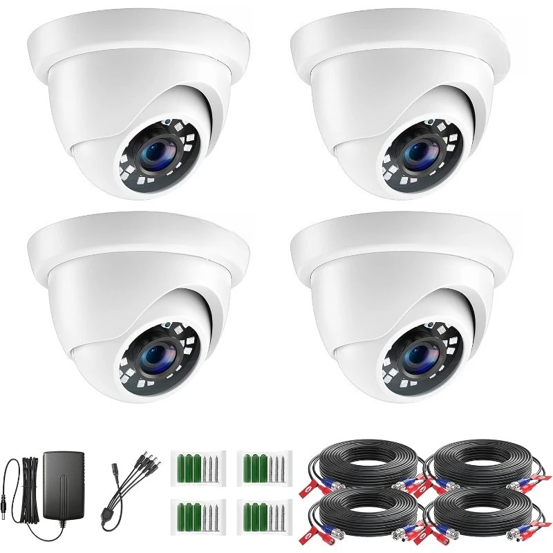 

4 Pack 2MP 1080p HD-TVI Home Security Camera Outdoor Indoor 1920TVL, 24PCS LEDs, 80ft Night Vision, 90°View Angle, Weatherp