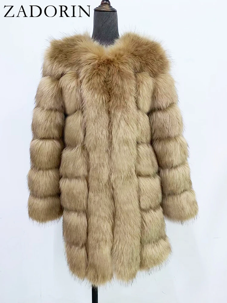 ZADORIN Winter Nieuwe Lange Harige Faux Bontjas Jassen Vrouwen Dikke Warme Pluizige Faux Fur Jas Causale Party Overjas Streetwear