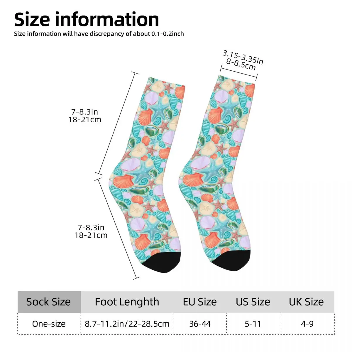 Shell Starfish Sock Printed Man Polyester