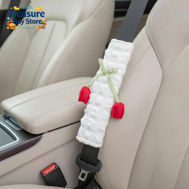 Seat Belt Shoulder Protector Premium All Season Tulip Decorative Safety Shoulder Pads For Car Interiors