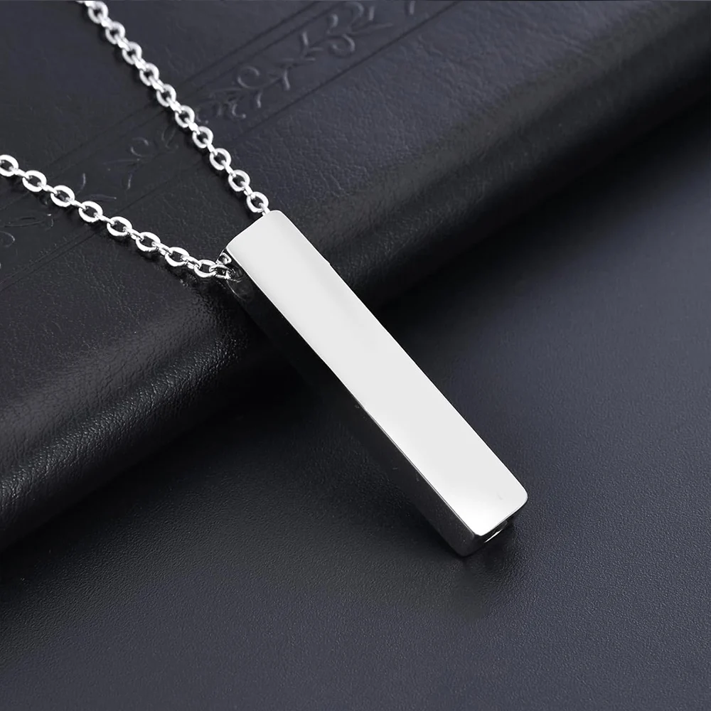 Vertical Bar Cremation Jewelry for Ashes Men Women Urn Necklace for Ashes Stainless Steel Keepsake Jewelry Memorial Pendant