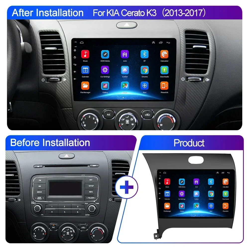 For Kia K3 Cerato 3 Forte 2013-2017 Android  Car Radio Multimedia Video Player Navigation GPS 2 Din 4G Carplay Auto Head Unit