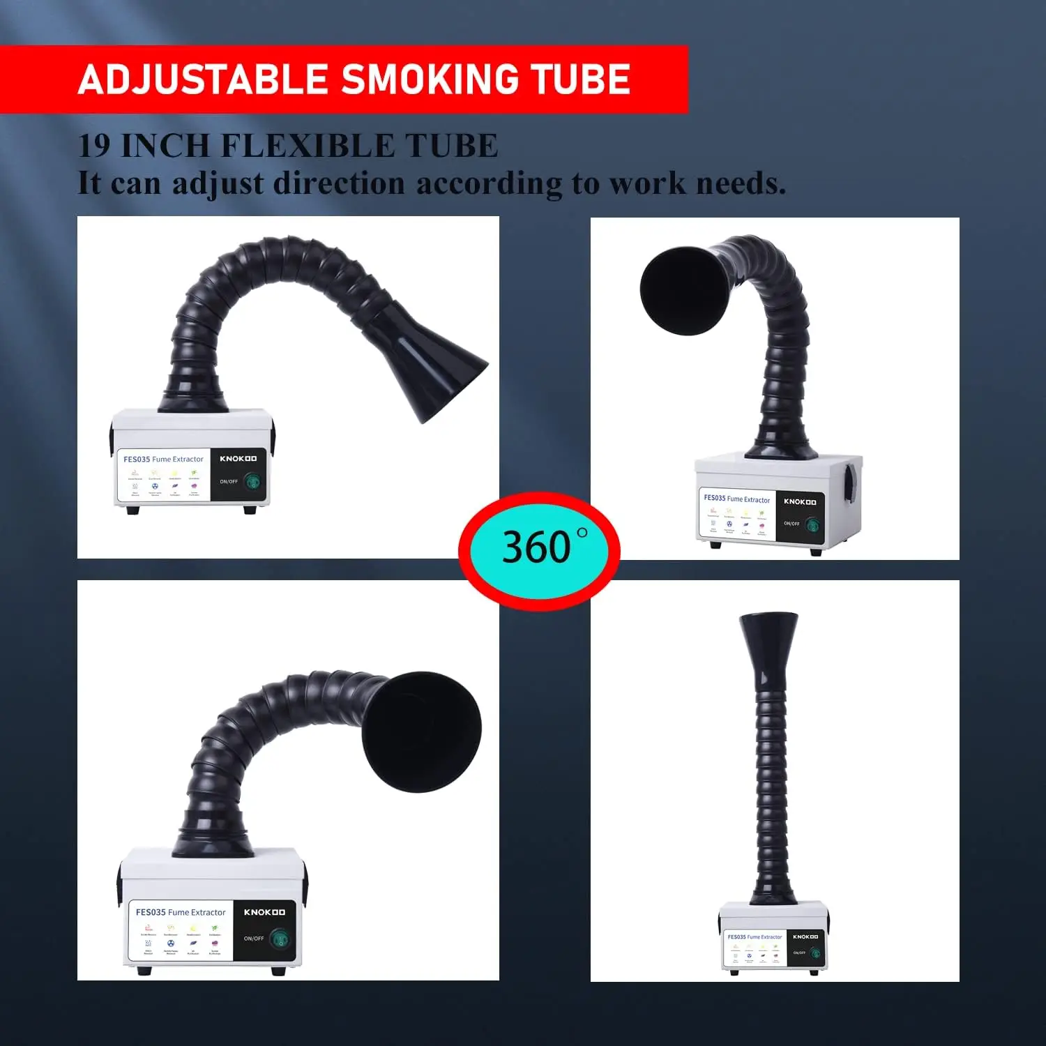 Imagem -05 - Knokoo-extrator de Fumaça para Reparo Telefônico e Solda Soldagem Smoke Absorber Coletor de Fumaça Desktop Purificador de Fumaça 35w Fes035