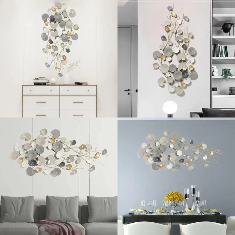 Lightweight Luxury Ginkgo Biloba 3D Metal Wall Art Iron Natural Decoration for Home Living Room Hanging