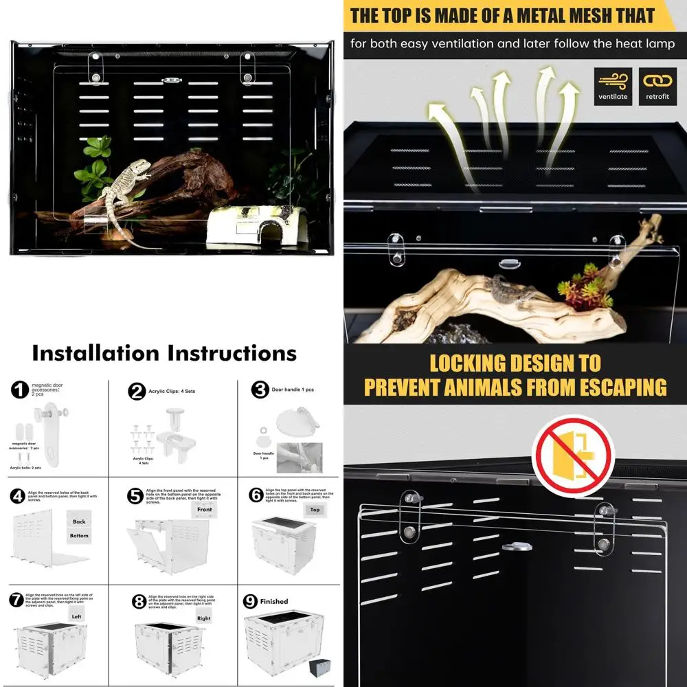 

10 Gallon Enclosure for Leopard Geckos, Snakes, Bearded Dragons, and Hermit Crab Habitat